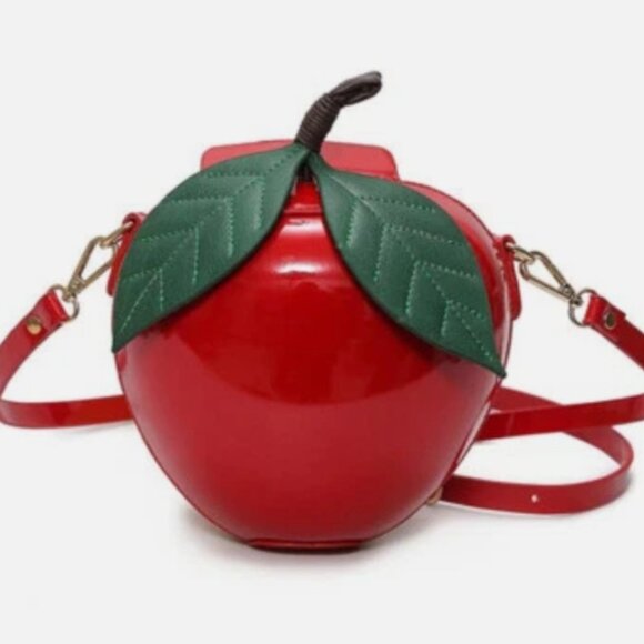 Apple - Shaped Patent Leather Crossbody Bag - Fun 3D Design, Cute Shoulder Bag - Picture 1 of 7